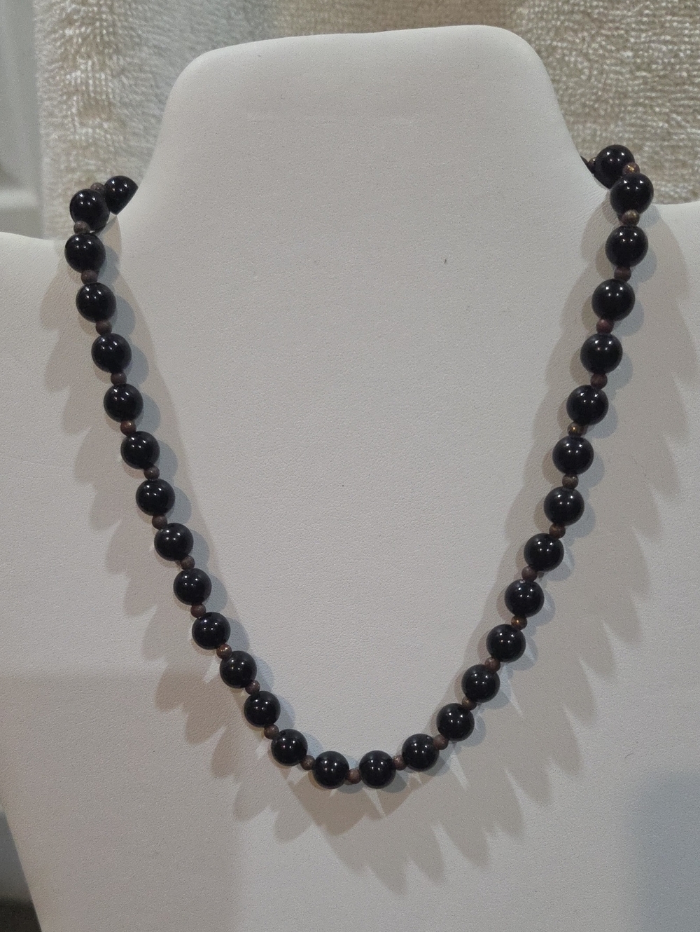Vintage Black Beaded Necklace By Direction One